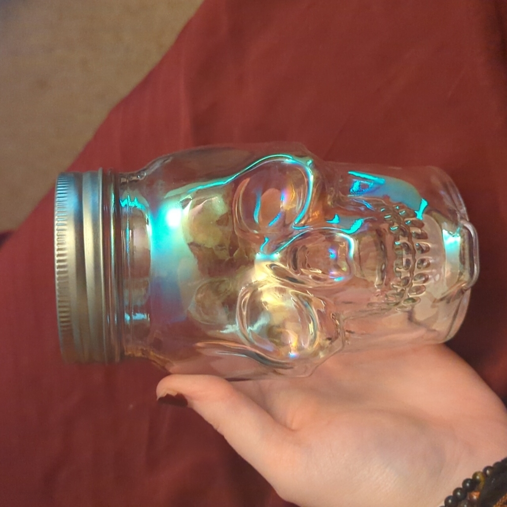 3/15$ Iridescent Skull Mason Jar
